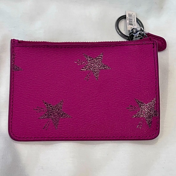 NWT Coach Burgundy/ Hot pinkstars coin zipper wallet - Picture 2 of 3